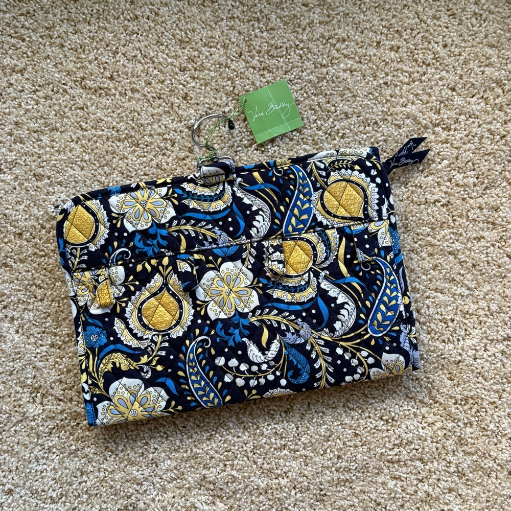 Vera Bradley Keep It Up‎ Organizer Ellie Blue and Yellow Floral Cosmetic Bag